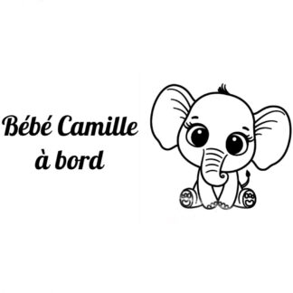 Sticker autocollant bébé à bord éléphant mignon ❤️
