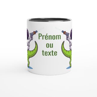 Mug 325 ml (11 oz) avec intérieur coloré dinosaure et astronaute à personnaliser