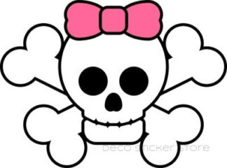 Autocollant crane squelette skull noeud