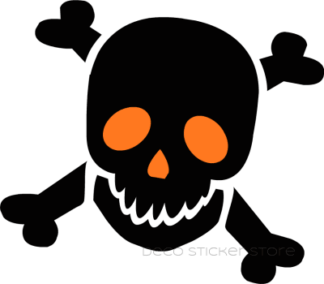 Autocollant sticker crane squelette skull bi couleur