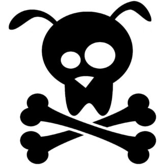 Autocollant sticker crane squelette skull tete de mort chien