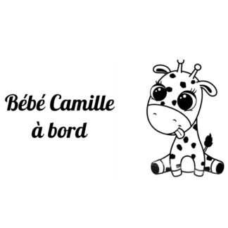 Sticker autocollant bébé à bord girafe rigolote