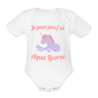 Body Bébé bio manches courtes aqua licorne 2