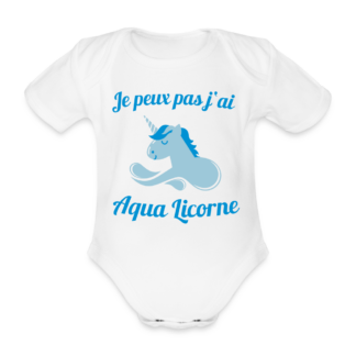 Body Bébé bio manches courtes aqua licorne