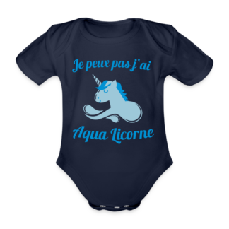 Body Bébé bio manches courtes aqua licorne