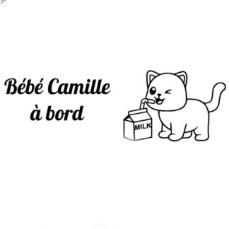 Sticker autocollant bébé à bord chaton milk