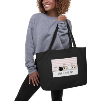 Grand tote bag bio Have a nice day cat