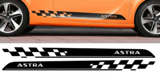 Kit 2 Stickers bande bas de caisse auto Opel Astra sport