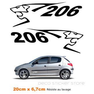 Lot de 2 stickers autocollants Peugeot 206