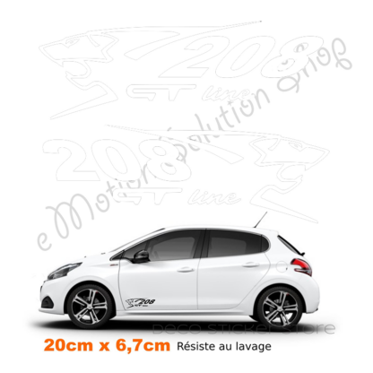 Lot de 2 stickers autocollants Peugeot 208 gt line