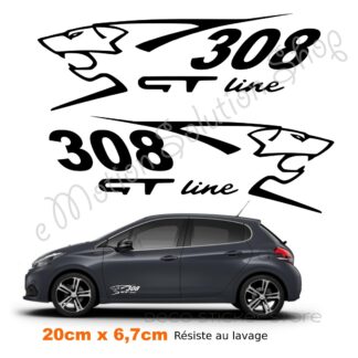 Lot de 2 stickers autocollants Peugeot 308 gt line