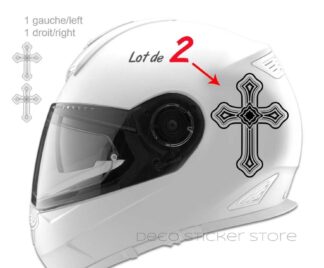 Lot de 2 stickers autocollants casque moto croix