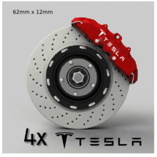 Lot de 4 stickers autocollants étriers de frein Tesla logo