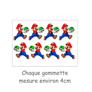 Lot de 8 gommettes adhésives Mario bross et carapace