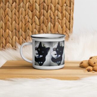 Mug émaillé chat noir