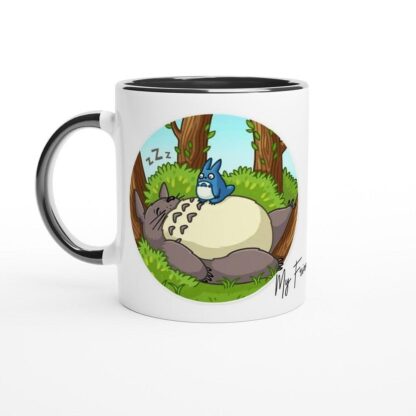 Mug en céramique blanche 11oz avec intérieur coloré Totoro