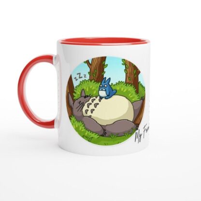Mug en céramique blanche 11oz avec intérieur coloré Totoro