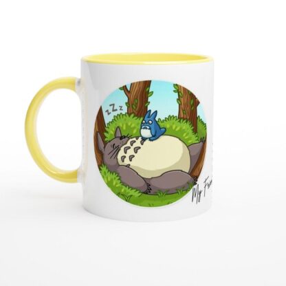 Mug en céramique blanche 11oz avec intérieur coloré Totoro