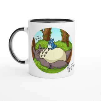 Mug en céramique blanche 11oz avec intérieur coloré Totoro