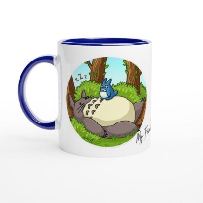 Mug en céramique blanche 11oz avec intérieur coloré Totoro