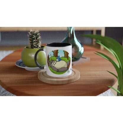 Mug en céramique blanche 11oz avec intérieur coloré Totoro