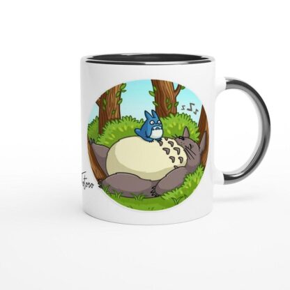 Mug en céramique blanche 11oz avec intérieur coloré Totoro
