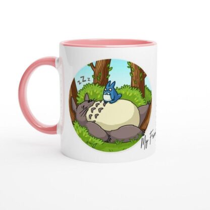 Mug en céramique blanche 11oz avec intérieur coloré Totoro