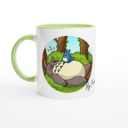 Mug en céramique blanche 11oz avec intérieur coloré Totoro