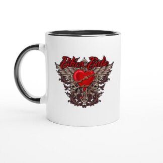 Mug en céramique blanche 11oz avec intérieur coloré biker