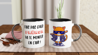 Mug en céramique blanche 325 ml (11 oz) avec intérieur coloré cool ou bad cat