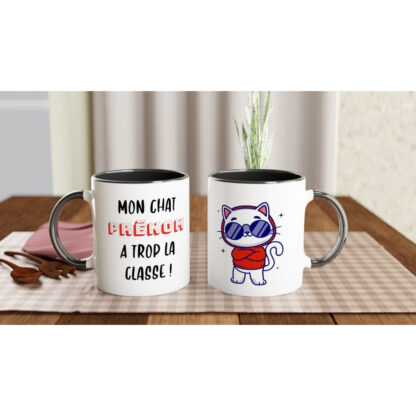 Mug en céramique blanche 325 ml (11 oz) avec intérieur coloré cool ou bad cat