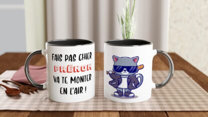 Mug en céramique blanche 325 ml (11 oz) avec intérieur coloré cool ou bad cat