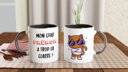 Mug en céramique blanche 325 ml (11 oz) avec intérieur coloré cool ou bad cat
