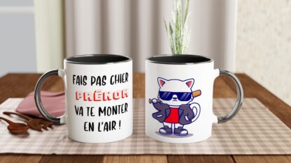 Mug en céramique blanche 325 ml (11 oz) avec intérieur coloré cool ou bad cat