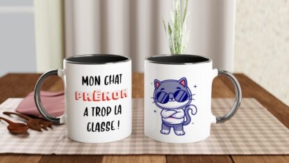 Mug en céramique blanche 325 ml (11 oz) avec intérieur coloré cool ou bad cat