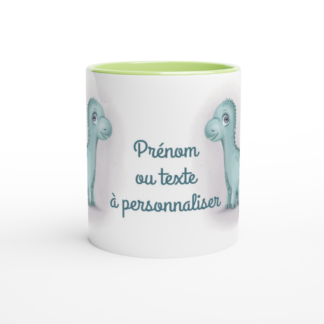 Mug en céramique blanche 325 ml (11 oz) avec intérieur coloré dinosaure à personnaliser