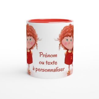 Mug en céramique blanche 325 ml (11 oz) avec intérieur coloré fillette roller à personnaliser
