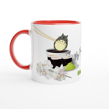 Mug en céramique blanche 325 ml (11 oz) avec intérieur coloré sushi
