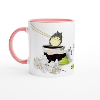 Mug en céramique blanche 325 ml (11 oz) avec intérieur coloré sushi