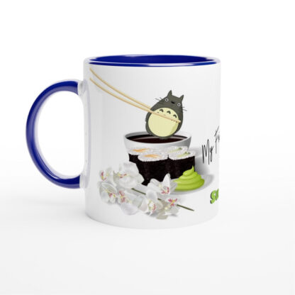 Mug en céramique blanche 325 ml (11 oz) avec intérieur coloré sushi