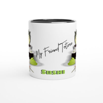 Mug en céramique blanche 325 ml (11 oz) avec intérieur coloré sushi
