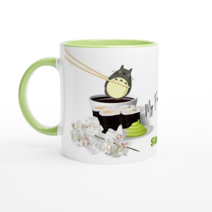 Mug en céramique blanche 325 ml (11 oz) avec intérieur coloré sushi