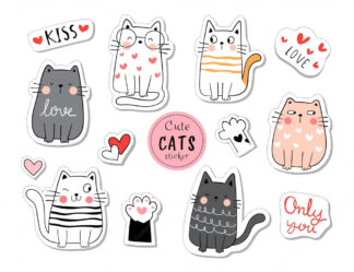 Planche de gommettes adhésives chats