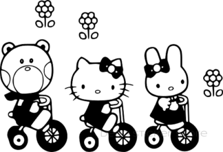 Sticker autocollant Hello Kitty vélo taille et couleur au choix