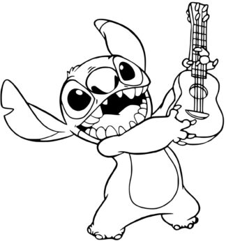 Sticker autocollant Stitch ukulele