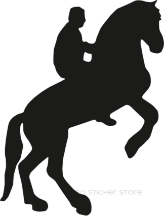Sticker autocollant cheval cabré avec cavalier