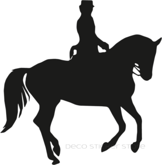 Sticker autocollant cheval cavalière dressage