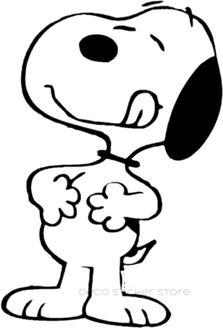 Sticker autocollant chien Snoopy gourmand