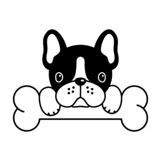 Sticker autocollant chien avec os