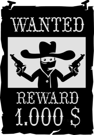 Sticker autocollant cow boy wanted